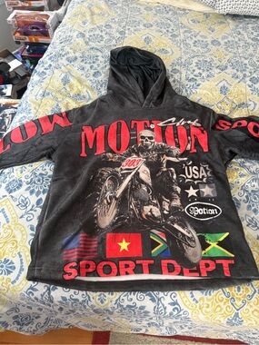Motion Studios Graphic Motorcycle Hoodie with Bold Red MOTION Print